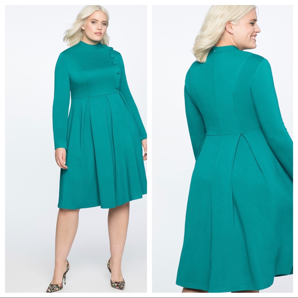 Eloquii Long Sleeve Button Fit Flare Dress Size 22